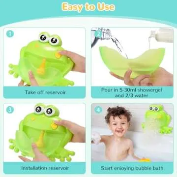 HengGL Light Up Baby Bath Bubble Toys,Tub Big Frog Automatic Bubble Maker Blower Toys with 24 Music Baby Fun Shower Toys, for Boys, Girls（New 2024）