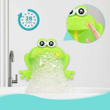 HengGL Light Up Baby Bath Bubble Toys,Tub Big Frog Automatic Bubble Maker Blower Toys with 24 Music Baby Fun Shower Toys, for Boys, Girls（New 2024）