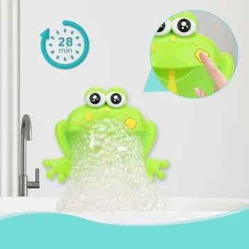 HengGL Light Up Baby Bath Bubble Toys,Tub Big Frog Automatic Bubble Maker Blower Toys with 24 Music Baby Fun Shower Toys, for Boys, Girls（New 2024）