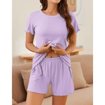 Ekouaer Women's Ribbed Knit Pajama Set Summer Sleepwear
