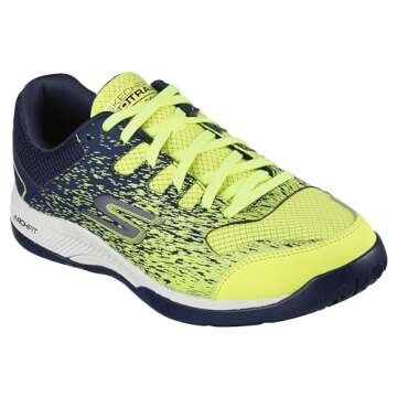 Skechers Men's Viper Court-Athletic Indoor Outdoor Pickleball Shoes with Arch Fit Support Sneaker, Yellow/Navy, 11