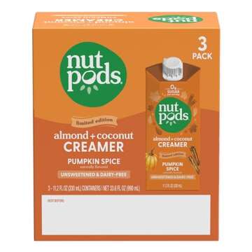 nutpods Pumpkin Spice Creamer - Unsweetened Dairy-Free Creamer, Made from Almonds and Coconuts, Whole30, Gluten Free, Non-GMO, Vegan, Kosher (3-Pack)