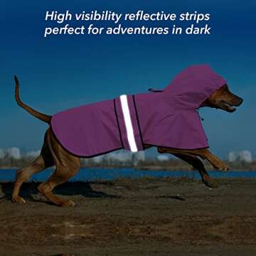 Ezierfy Reflective Dog Rain Coat - Waterproof Adjustable Pet Rain Jacket, Lightweight Dog Hooded Poncho Raincoat for Small to X- Large Dogs and Puppies (Pink, Large)
