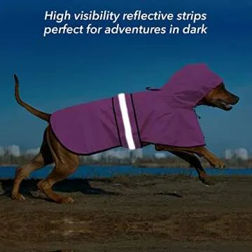Ezierfy Reflective Dog Rain Coat - Waterproof Adjustable Pet Rain Jacket, Lightweight Dog Hooded Poncho Raincoat for Small to X- Large Dogs and Puppies (Pink, Large)