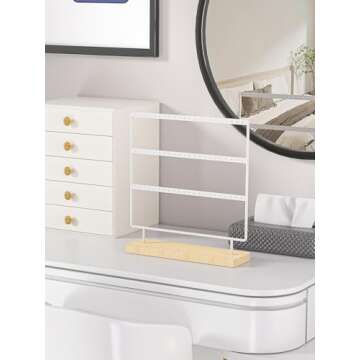 Ausalivan Earring Holder Organizer,Pierced Large Earrings Display Stand For Selling,Small Stud Earring Organizer Rack,Hoop Earring Storage Hanger Tree (White, 3 tier)