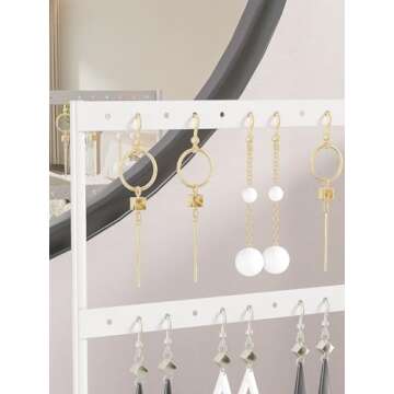 Ausalivan Earring Holder Organizer,Pierced Large Earrings Display Stand For Selling,Small Stud Earring Organizer Rack,Hoop Earring Storage Hanger Tree (White, 3 tier)