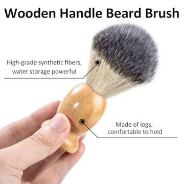 Bassion Shaving Brush for Men, Wet Shave Using Cream & Soap, Wood Handle Hair Salon Brush for Safety...