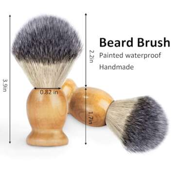 Bassion Shaving Brush for Men, Wet Shave Using Cream & Soap, Wood Handle Hair Salon Brush for Safety Shaving Razor, Straight Razor, Father's Day for Dad Boyfriend (Brown)