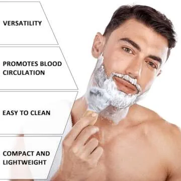 Bassion Shaving Brush for Men, Wet Shave Using Cream & Soap, Wood Handle Hair Salon Brush for Safety Shaving Razor, Straight Razor, Father's Day for Dad Boyfriend (Brown)