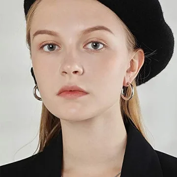 14k Gold Plated Chunky Hoop Earrings Women Lightweight