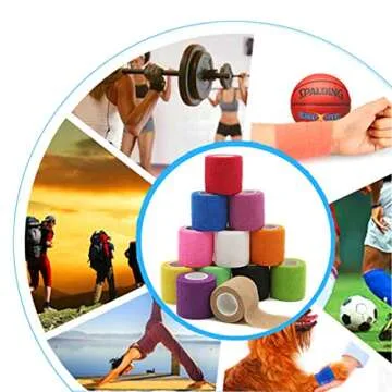 12 Pack 2" x 5 Yards Self Adhesive Elastic Bandage Wrap Stretch Self-Adherent Tape for First Aid,Spo...