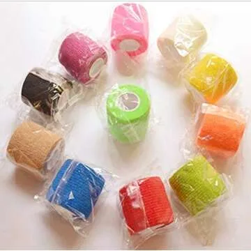12 Pack 2" x 5 Yards Self Adhesive Elastic Bandage Wrap Stretch Self-Adherent Tape for First Aid,Sports, Wrist, Ankle (12 Colors)