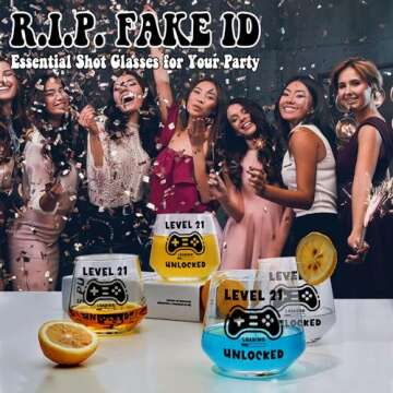 JUSTOTRY LEVEL 21 UNLOCKED Birthday Drink Shot Glass - 21st Birthday Gifts for Him or Her 11oz Drinking Best 21 Birthday Decorations Cool Gifts Idea for Men Him 21 Decorations