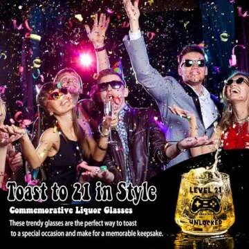 JUSTOTRY LEVEL 21 UNLOCKED Birthday Drink Shot Glass - 21st Birthday Gifts for Him or Her 11oz Drinking Best 21 Birthday Decorations Cool Gifts Idea for Men Him 21 Decorations