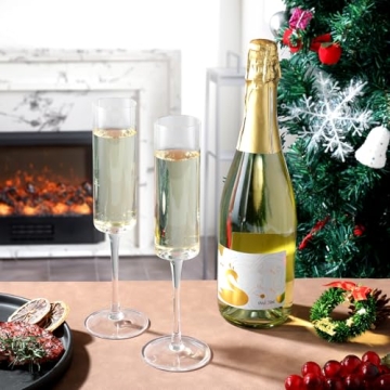 Elegant JYB&XY Champagne Flutes Set of 6 Hand Blown Glasses