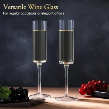 Elegant JYB&XY Champagne Flutes Set of 6 Hand Blown Glasses