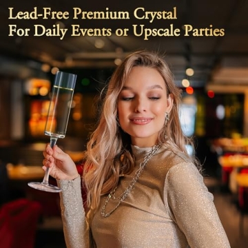 Elegant JYB&XY Champagne Flutes Set of 6 Hand Blown Glasses