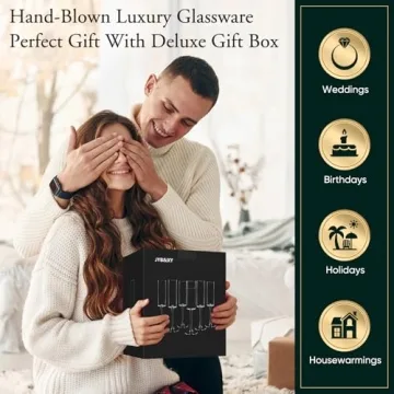 Elegant JYB&XY Champagne Flutes Set of 6 Hand Blown Glasses