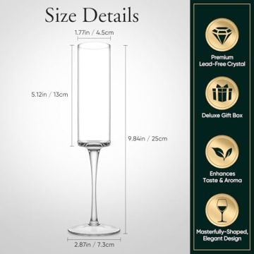 Elegant JYB&XY Champagne Flutes Set of 6 Hand Blown Glasses