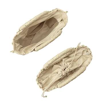 Youjaree Womens Small Straw Crossbody Handbag Handmade Woven Shoulder Bag Purse for Summer (Beige)