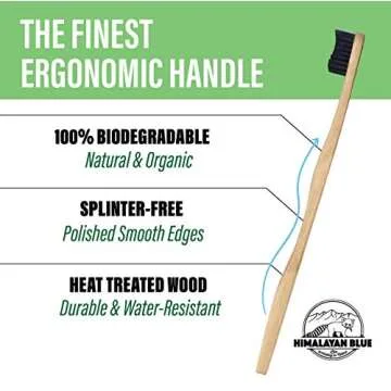 Himalayan Blue Natural Antimicrobial Bamboo Charcoal Travel Set - Biodegradable Holder Case - Organic Natural Teeth Whitening Soft but Firm Bristles for Sensitive Gum Health