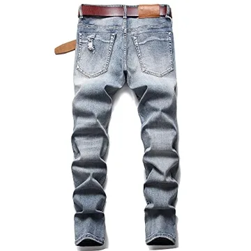 Stylish XIMXIMMTIAN Men's Biker Jeans for Comfort and Fit