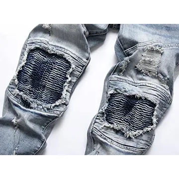 Stylish XIMXIMMTIAN Men's Biker Jeans for Comfort and Fit