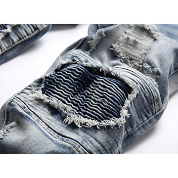 Stylish XIMXIMMTIAN Men's Biker Jeans for Comfort and Fit