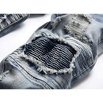 Stylish XIMXIMMTIAN Men's Biker Jeans for Comfort and Fit