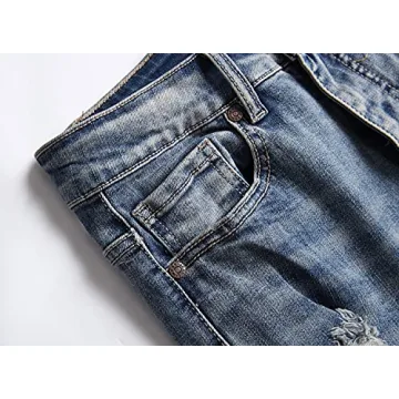 Stylish XIMXIMMTIAN Men's Biker Jeans for Comfort and Fit