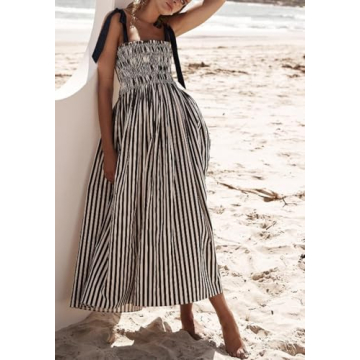 Stylish Women Summer Colorful Striped Maxi Dress