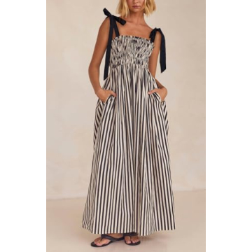 Stylish Women Summer Colorful Striped Maxi Dress