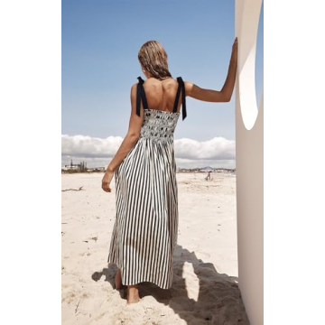 Stylish Women Summer Colorful Striped Maxi Dress