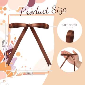 Riceshoot 50 Pcs Twist Tie Bows 5x7 Inch Satin Ribbon Bows for Gift Wrapping Cake Treat Bags Craft D...