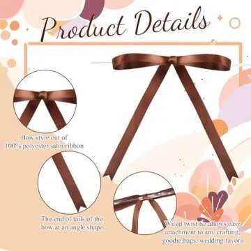 Riceshoot 50 Pcs Twist Tie Bows 5x7 Inch Satin Ribbon Bows for Gift Wrapping Cake Treat Bags Craft DIY Gift Wedding Baby Shower Birthday Party Decorations