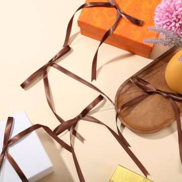 Riceshoot 50 Pcs Twist Tie Bows 5x7 Inch Satin Ribbon Bows for Gift Wrapping Cake Treat Bags Craft DIY Gift Wedding Baby Shower Birthday Party Decorations