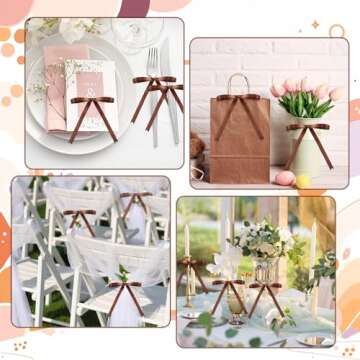 Riceshoot 50 Pcs Twist Tie Bows 5x7 Inch Satin Ribbon Bows for Gift Wrapping Cake Treat Bags Craft DIY Gift Wedding Baby Shower Birthday Party Decorations