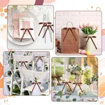 Riceshoot 50 Pcs Twist Tie Bows 5x7 Inch Satin Ribbon Bows for Gift Wrapping Cake Treat Bags Craft DIY Gift Wedding Baby Shower Birthday Party Decorations