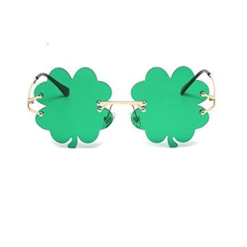 IKANOO St. Patrick's Day Irish Shamrock Sunglasses for Women Men Green Lucky Leprechaun Costume Fash...