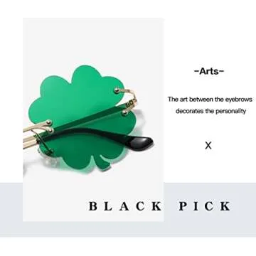 IKANOO St. Patrick's Day Irish Shamrock Sunglasses for Women Men Green Lucky Leprechaun Costume Fashion Rimless Glasses