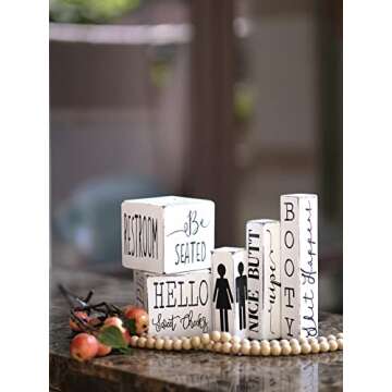 Lavender Inspired Set of 2 Bathroom Block Signs-Funny Bathroom Signs-Farmhouse Bathroom Decor-Hello ...