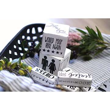 Lavender Inspired Set of 2 Bathroom Block Signs-Funny Bathroom Signs-Farmhouse Bathroom Decor-Hello Sweet Cheeks- Bathroom Decor for Shelf-Half Bath Decor-Restroom Signs-Sign-Housewarming Gifts