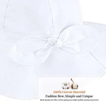 Baby Girl Sun Hat with UPF 50+ Outdoor Adjustable Beach Hat with Wide Brim Bucket Hats (2-3 Years,White)