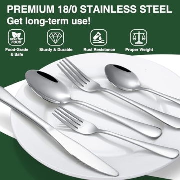 Durable 60-Piece Silverware Set with Organizer for 12
