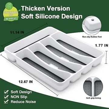 Durable 60-Piece Silverware Set with Organizer for 12