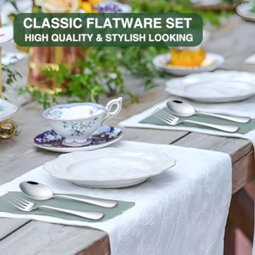 Durable 60-Piece Silverware Set with Organizer for 12