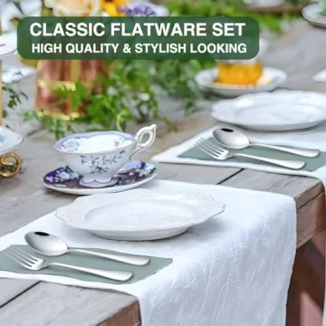 Durable 60-Piece Silverware Set with Organizer for 12