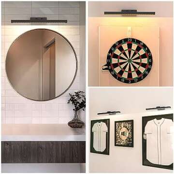 PESUTEN Picture Light Battery Operated, 16in Wireless Art Light for Paintings CCT Dimmable Recharging Battery Picture Light with Remote Control for Gallery Dartboard Art Bedroom Bathroom