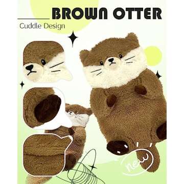 COMOIL Otter Microwave Heating Pad,Removable Weighted Heated Stuffed Animal,15"*8"Adorable Soft Short Plush Heat Pack for Relief