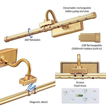 MIOBLUE Wireless Picture Light, Remote Control Picture Light with Dimmable, 16" Timer Preset Art Lights with RGBW Color Changing for Paintings Wall, Dartboard, Picture, Frame
